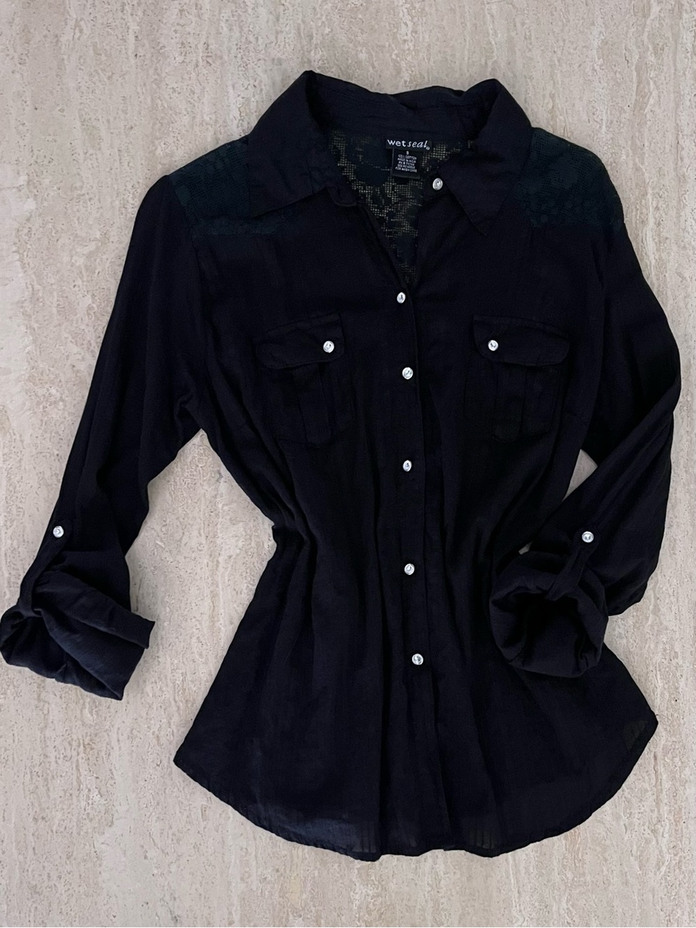 Lace & Utility Button Down 🖤